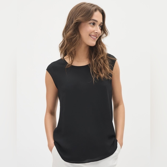 Rw& Co.-Basic Silky Front Crepe Cap Sleeve Blouse with lace details top - Picture 2 of 8